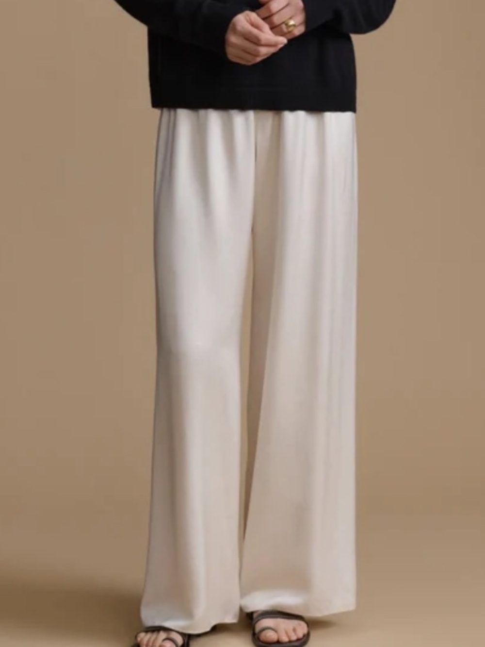 Jenni Kayne Cream Wide-Leg Palazzo Pants